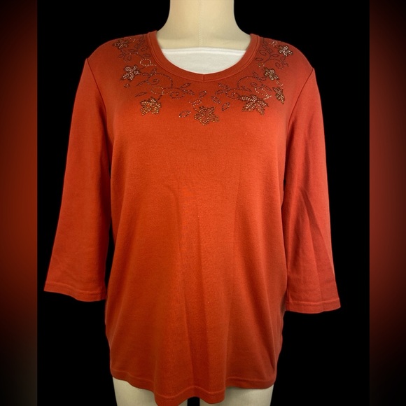Decorated Originals Long Sleeve Top with Beaded Detail Women’s Large - Picture 1 of 5